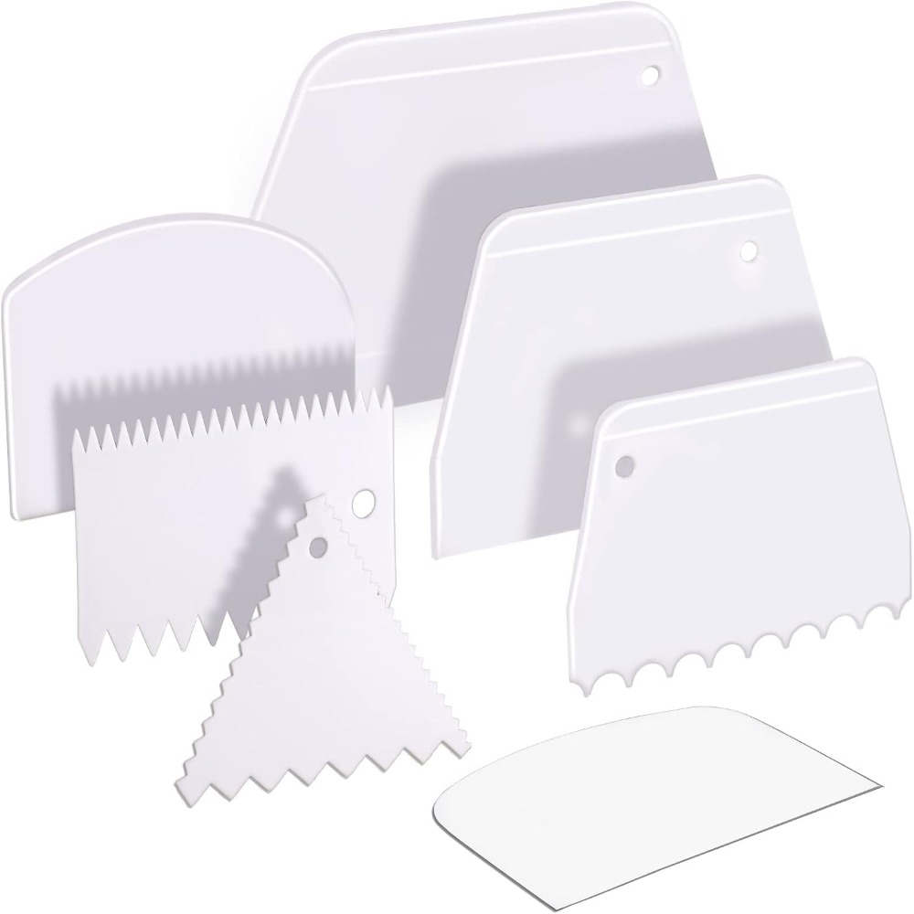 Silicone Spatula Set - 7 Pcs Kitchen Dough Scraper and